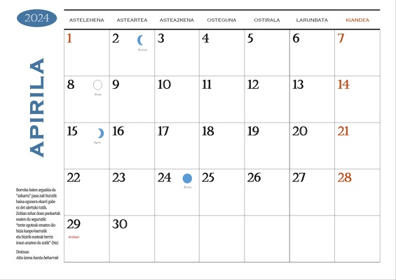 2024ko egutegia