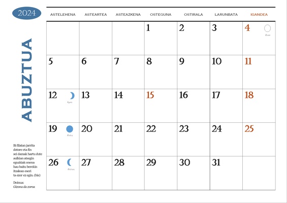 2024ko egutegia