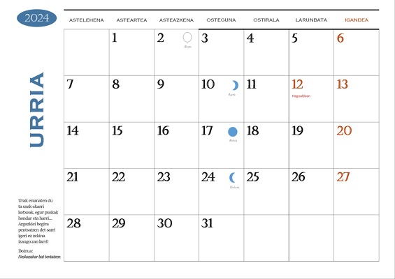 2024ko egutegia
